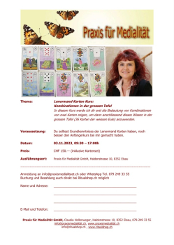 Lenormand Karten Kurs: Kombinationen in der grossen Tafel 03.11.2023 - Dieser Artikel ist nicht auf Rechnung erhältlich